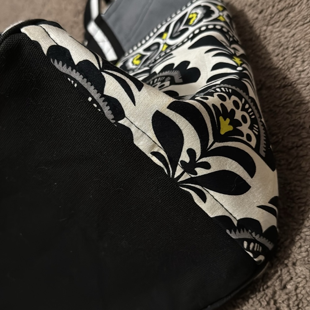 Large Vera Bradley Tote Bag-Black/White/Gray-Open Top-Reusable Bag Included-GUC - Picture 15 of 16